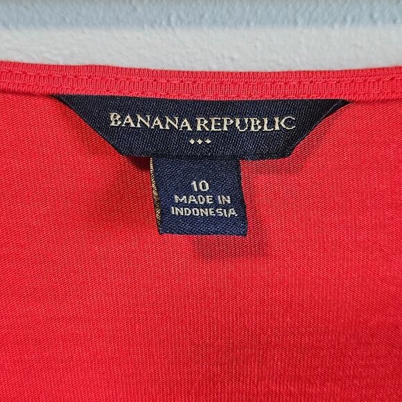 Banana Republic Dress Size 10 Orange Sheer Short Sleeve Wrap Fit Flare Midi Fall - Picture 3 of 9